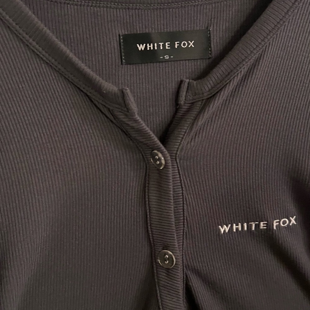 White Fox Boutique Charcoal Button-Up Romper - Picture 3 of 5